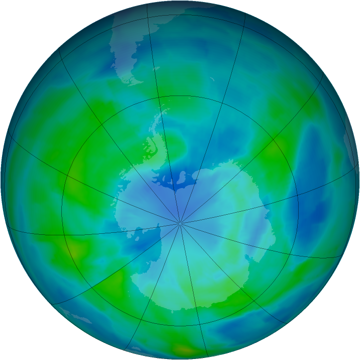 Antarctic ozone map for 27 March 2013